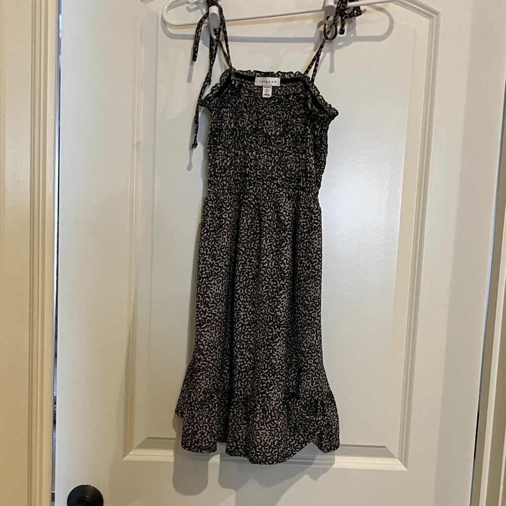 Topshop Leopard Print Tie-Strap Dress